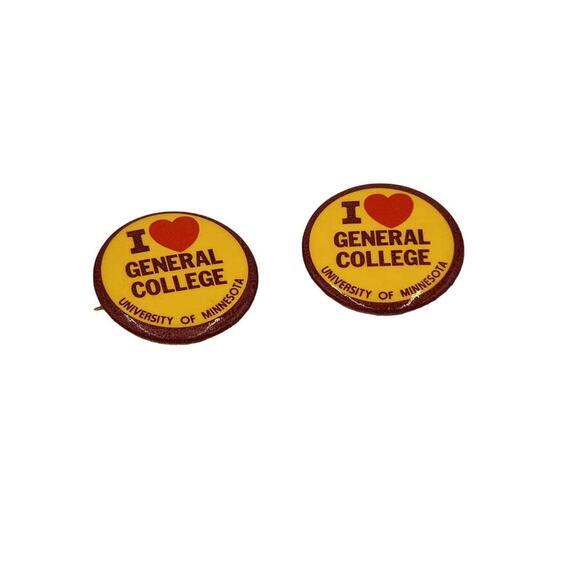 I Love General College University Of Minnesota College Pair Pin Pinback Buttons - Picture 1 of 4